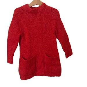 Crewcuts‎ Girls Red Sweater Dress Kids Mock Neck Pockets Size 6/7
